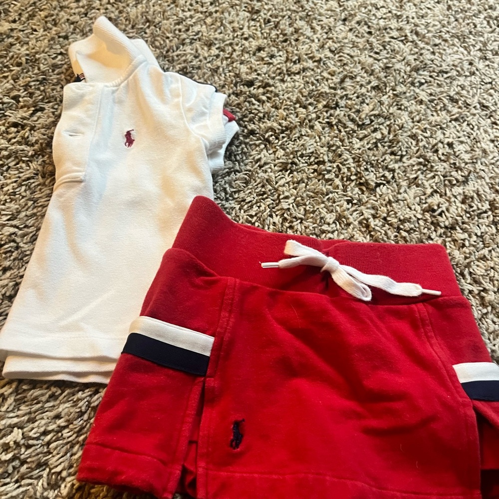 Ralph Lauren 12 mos shirt and skirt set.
